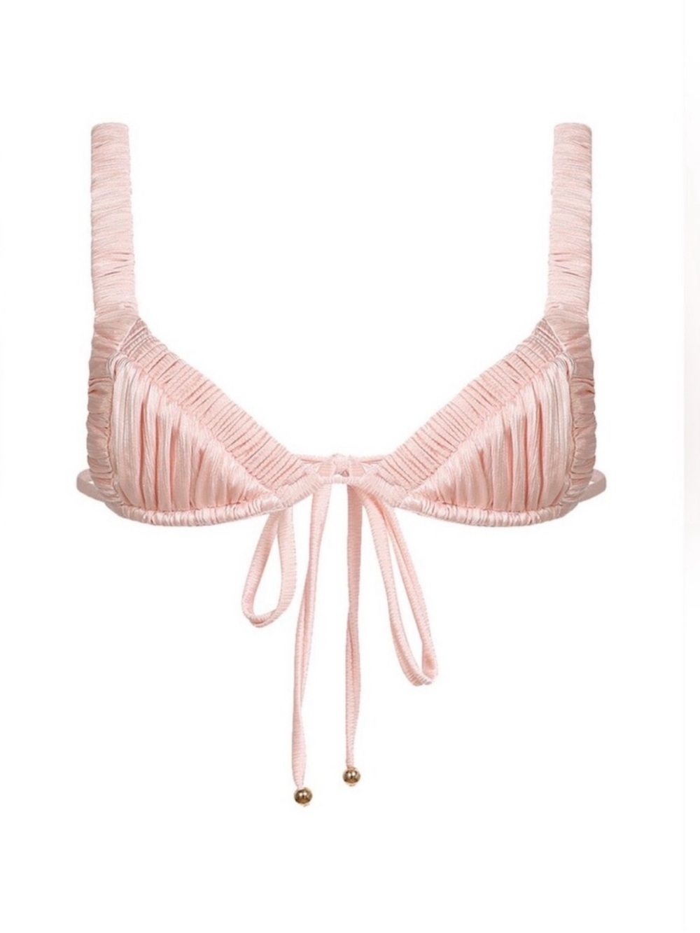New! $121 Divino Seas Ada Ruched Triangle Bikini Top Baby Pink MEDIUM NWT